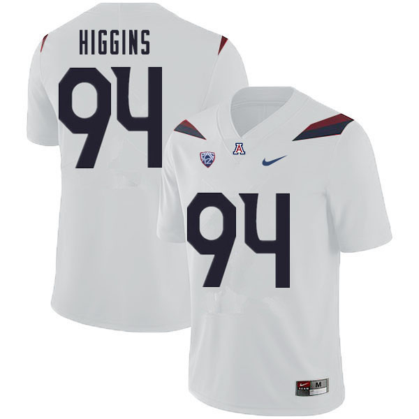 Men #94 Naz Higgins Arizona Wildcats College Football Jerseys Sale-White - Click Image to Close